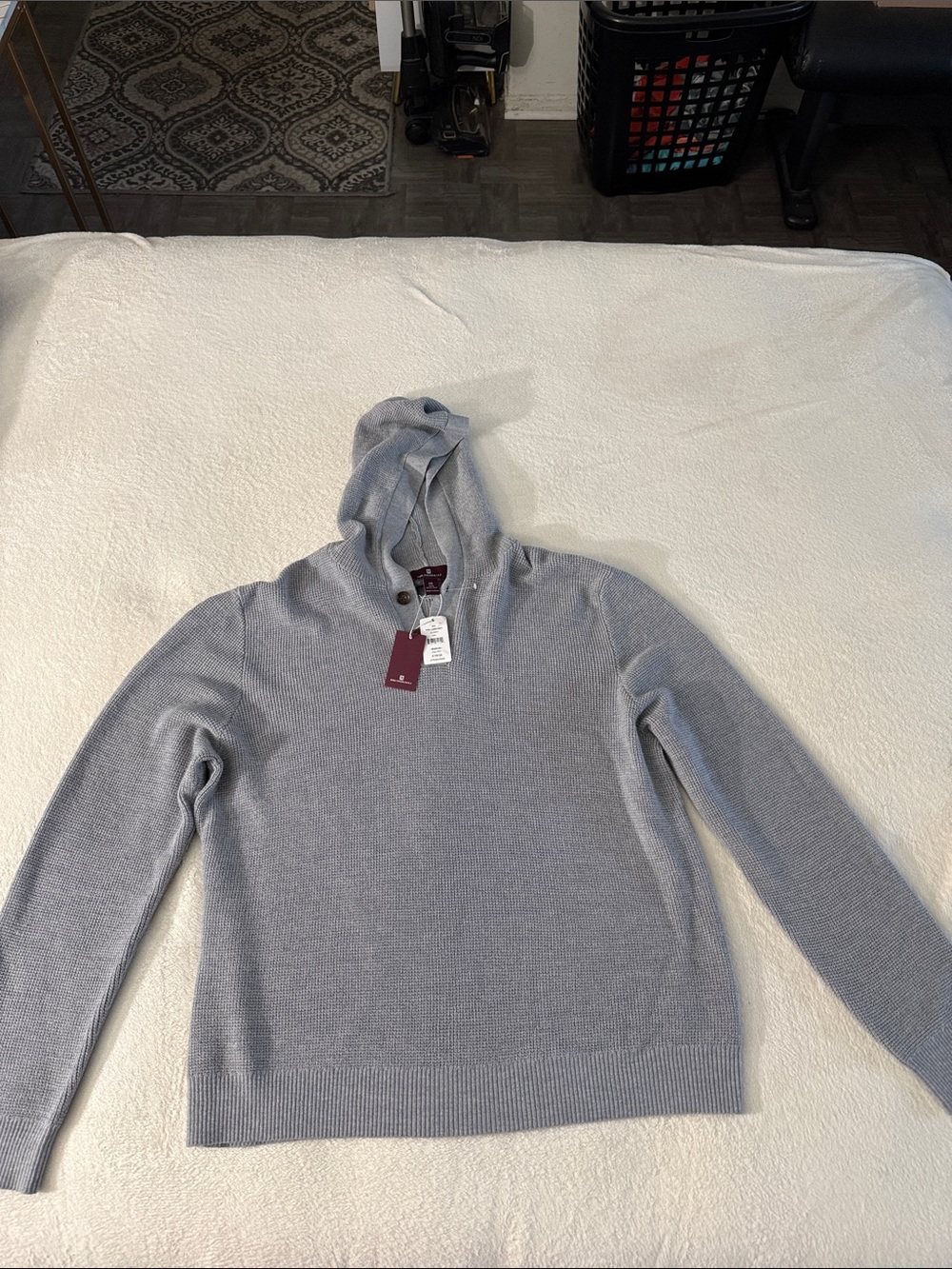 BrunoMagli Light Gray Hooded wool Knit Sweater